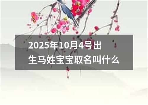 2025年10月4号出生马姓宝宝取名叫什么